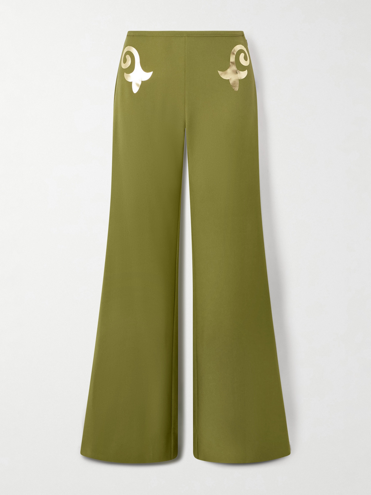 Themis Z Sirin Crepe Flared Pants In Green