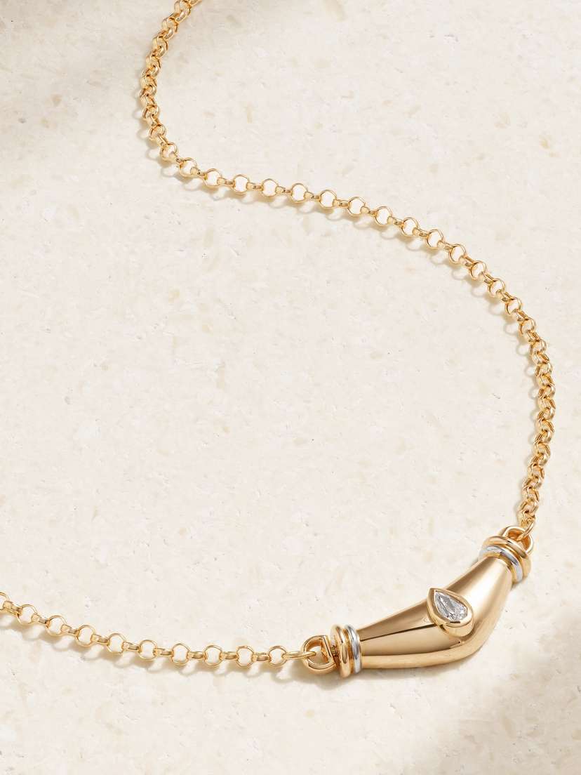 L’Atelier Nawbar Karma 18-karat Yellow And White Gold Diamond Necklace