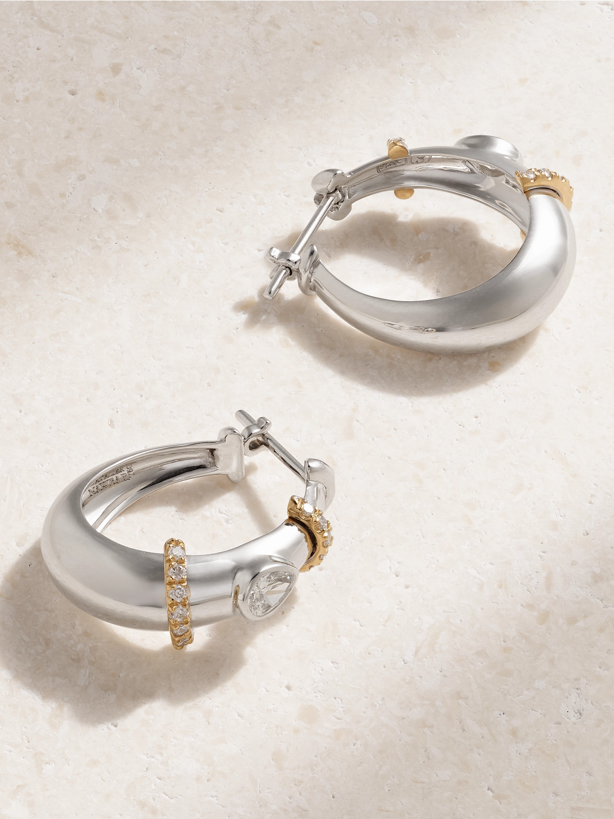 L'atelier Nawbar Buoy 18-karat White And Yellow Gold Diamond Hoop Earrings In Silver