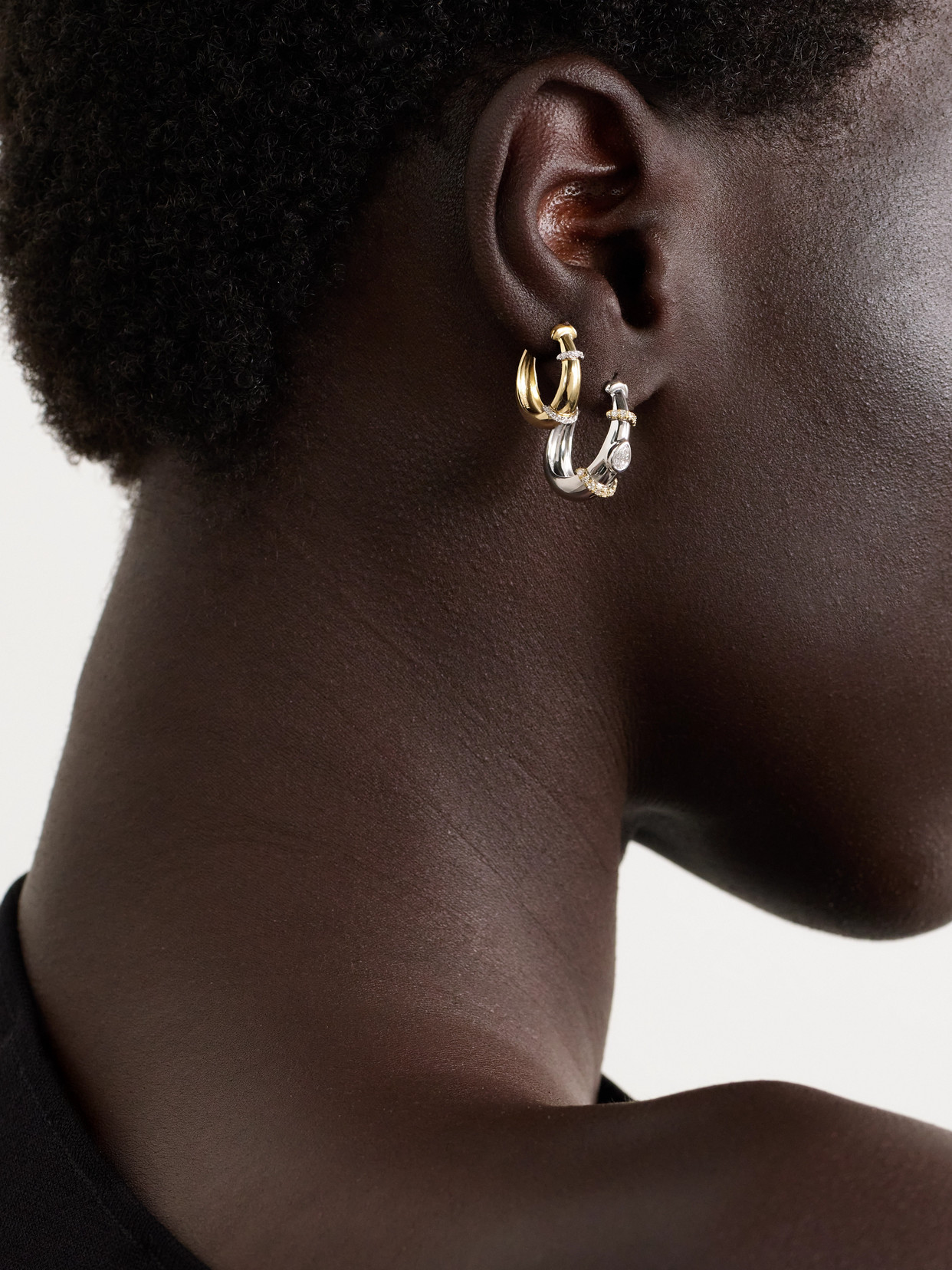 L'atelier Nawbar Buoy 18-karat White And Yellow Gold Diamond Hoop Earrings In Silver