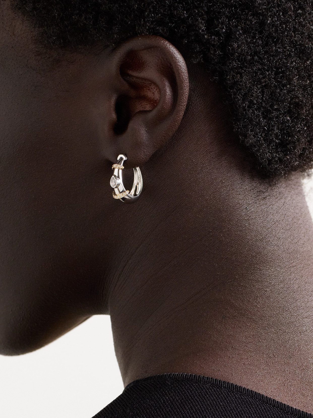 L'atelier Nawbar Buoy 18-karat White And Yellow Gold Diamond Hoop Earrings In Silver