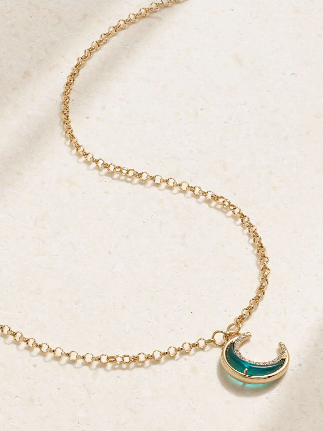 L'atelier Nawbar Bloop Moon 18-karat Gold, Topaz And Diamond Necklace In Brown