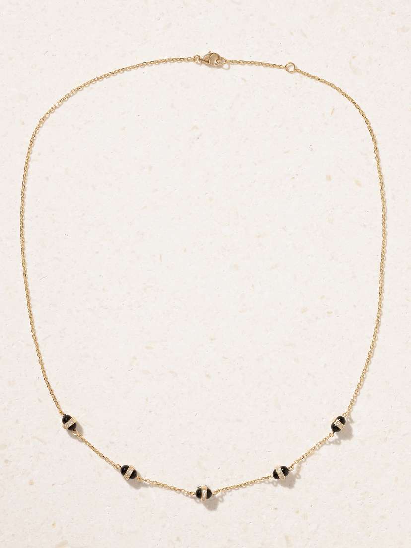 L’Atelier Nawbar Atoms 18-karat Gold, Enamel And Diamond Necklace