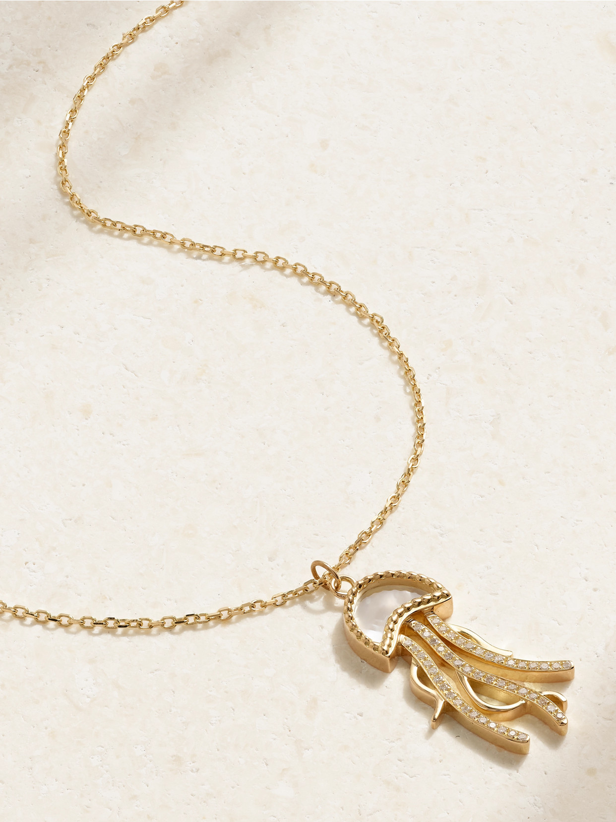 L'atelier Nawbar Jelly Fish 18-karat Gold, Mother-of-pearl And Diamond Necklace