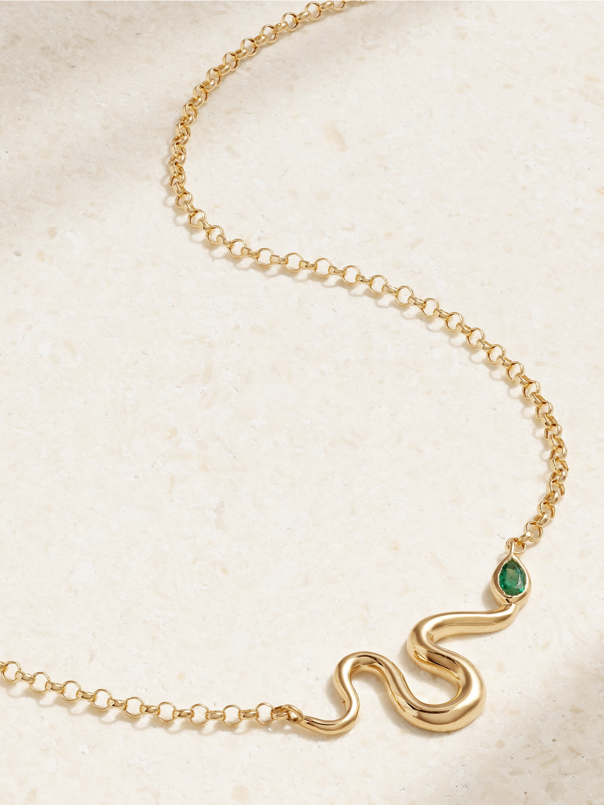 L'atelier Nawbar Boa 18-karat Gold Emerald Necklace
