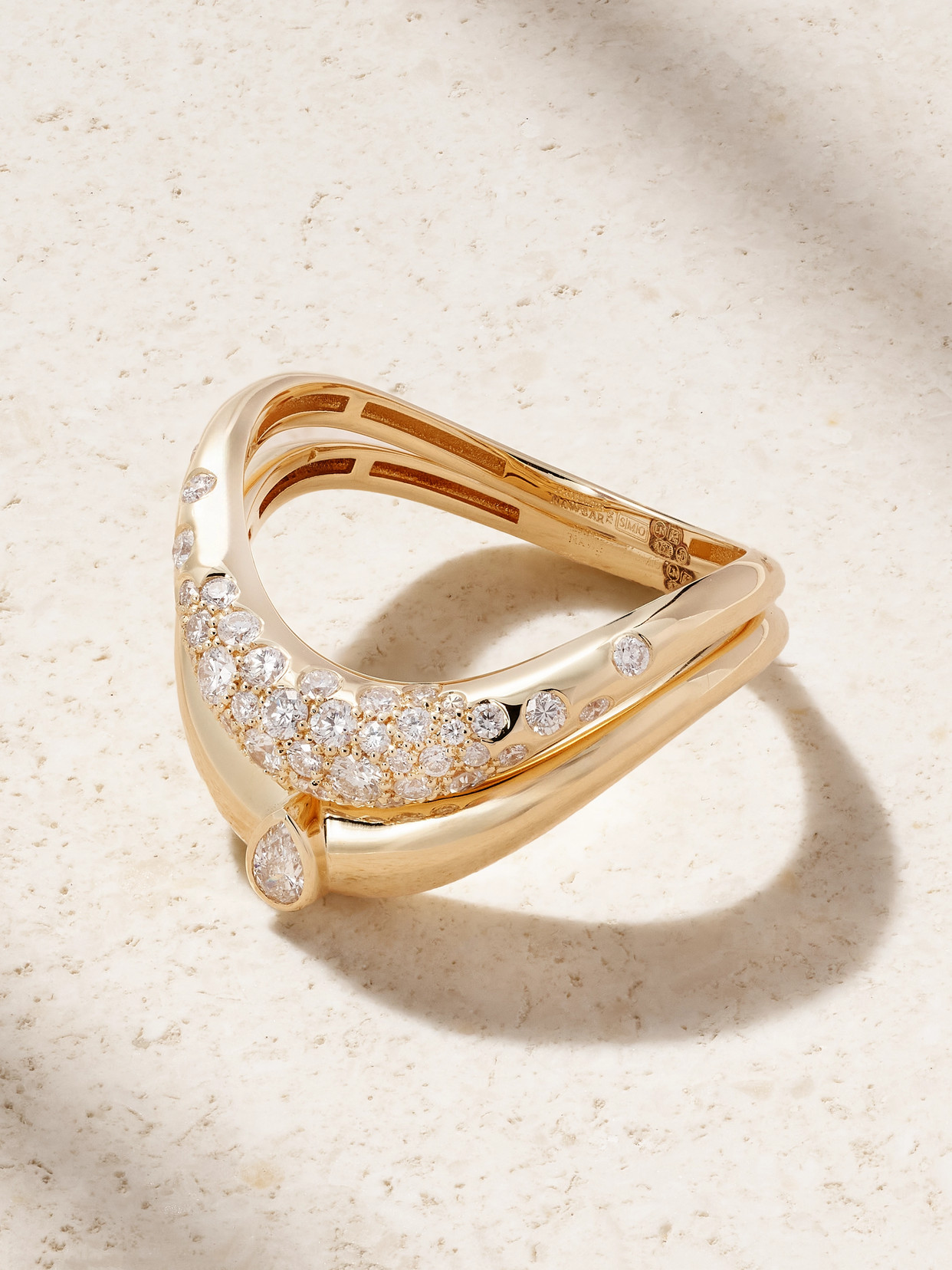 L'Atelier Nawbar - Boa Stackable Set Of Two 18-karat Gold Diamond Rings - 5