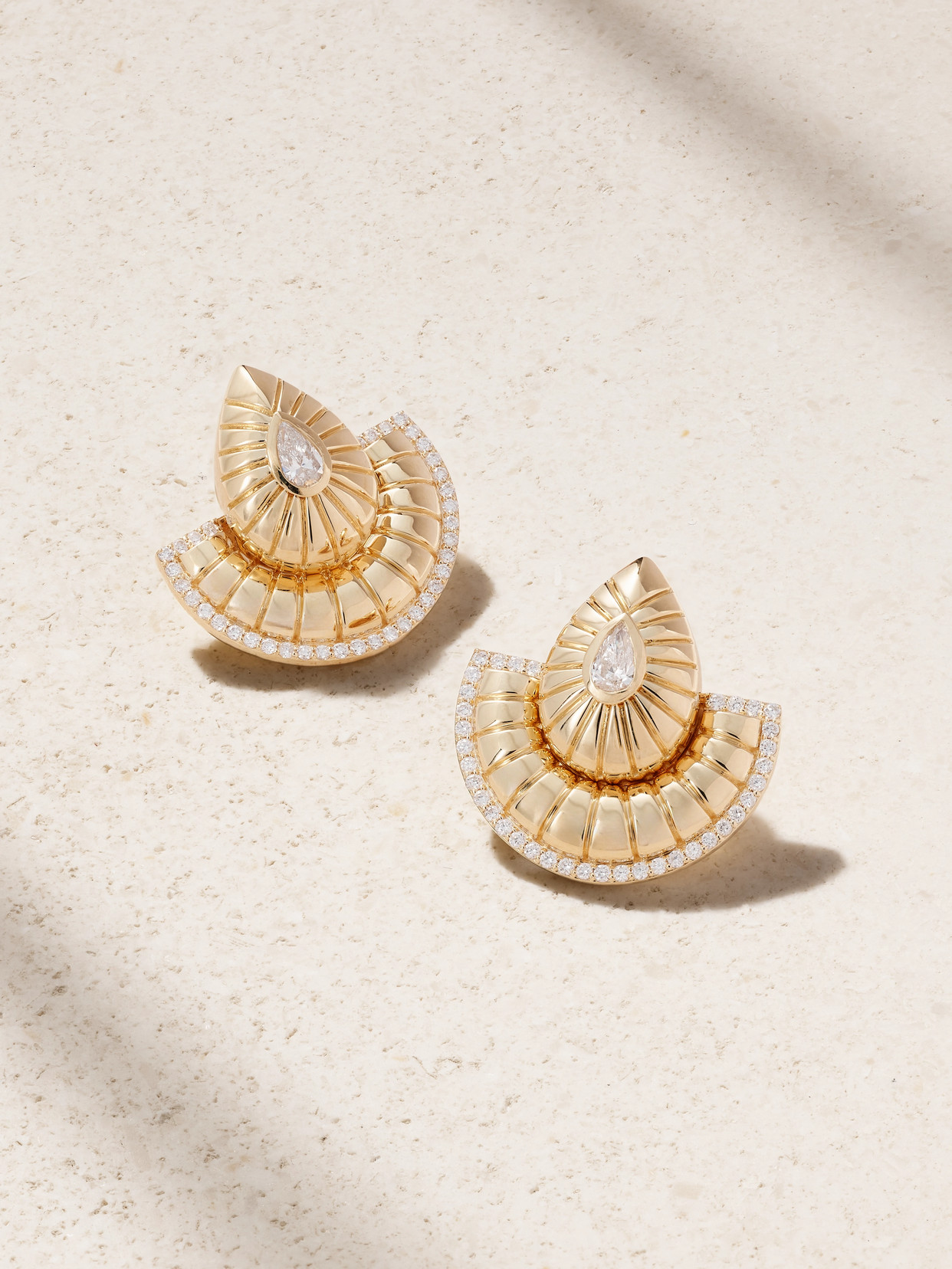 L'atelier Nawbar Bond Street Fan 18-karat Gold Diamond Earrings