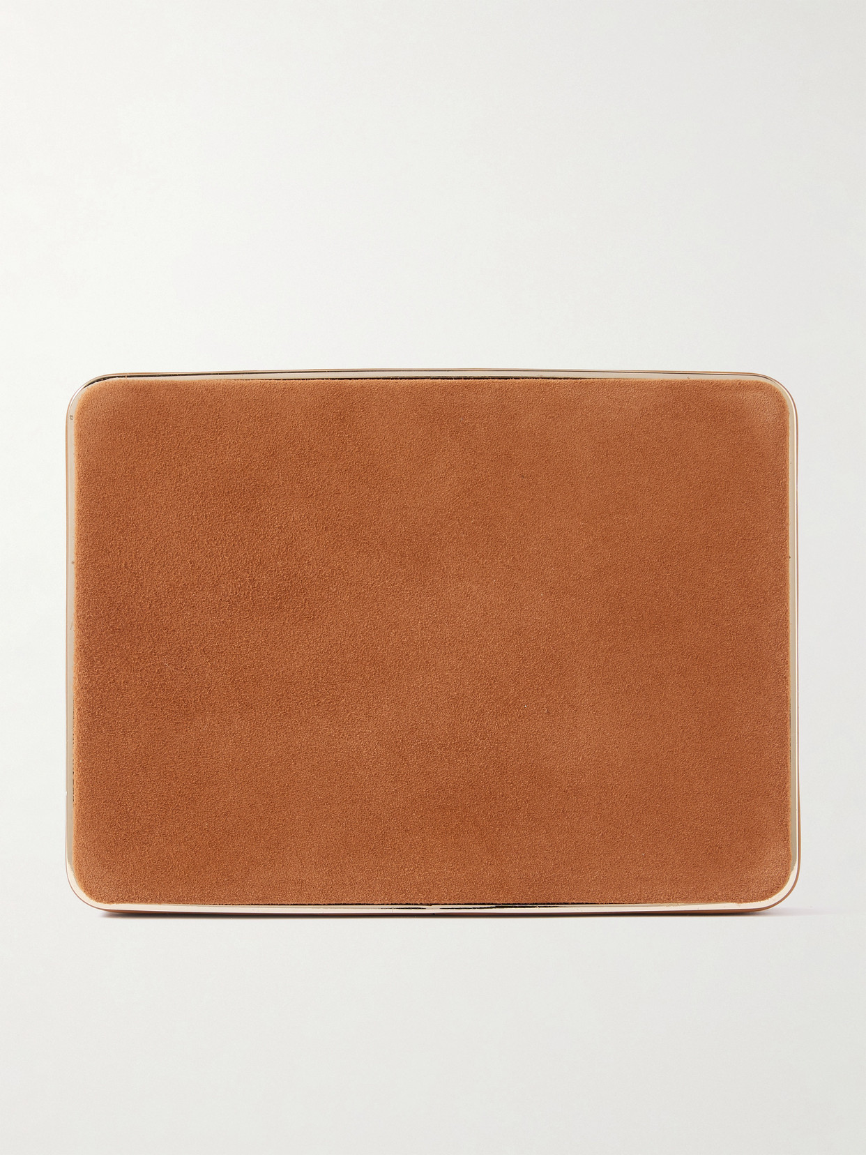 Hunting Season Square Compact Leather-trimmed Suede Clutch In Brown