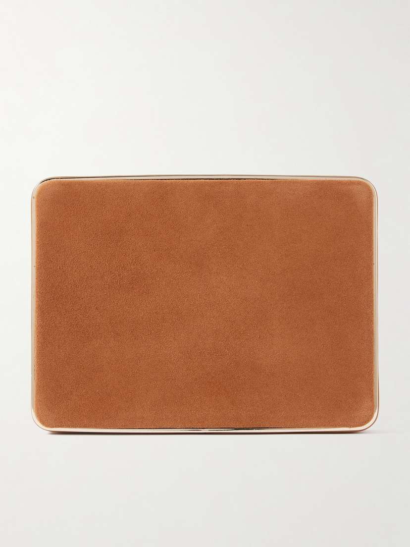 Hunting Season Square Compact Leather-trimmed Suede Clutch