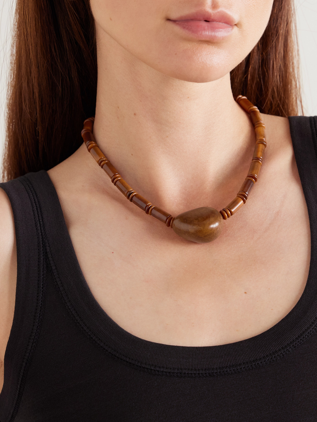 Hunting Season The Choker Tagua And Leather Necklace In Brown