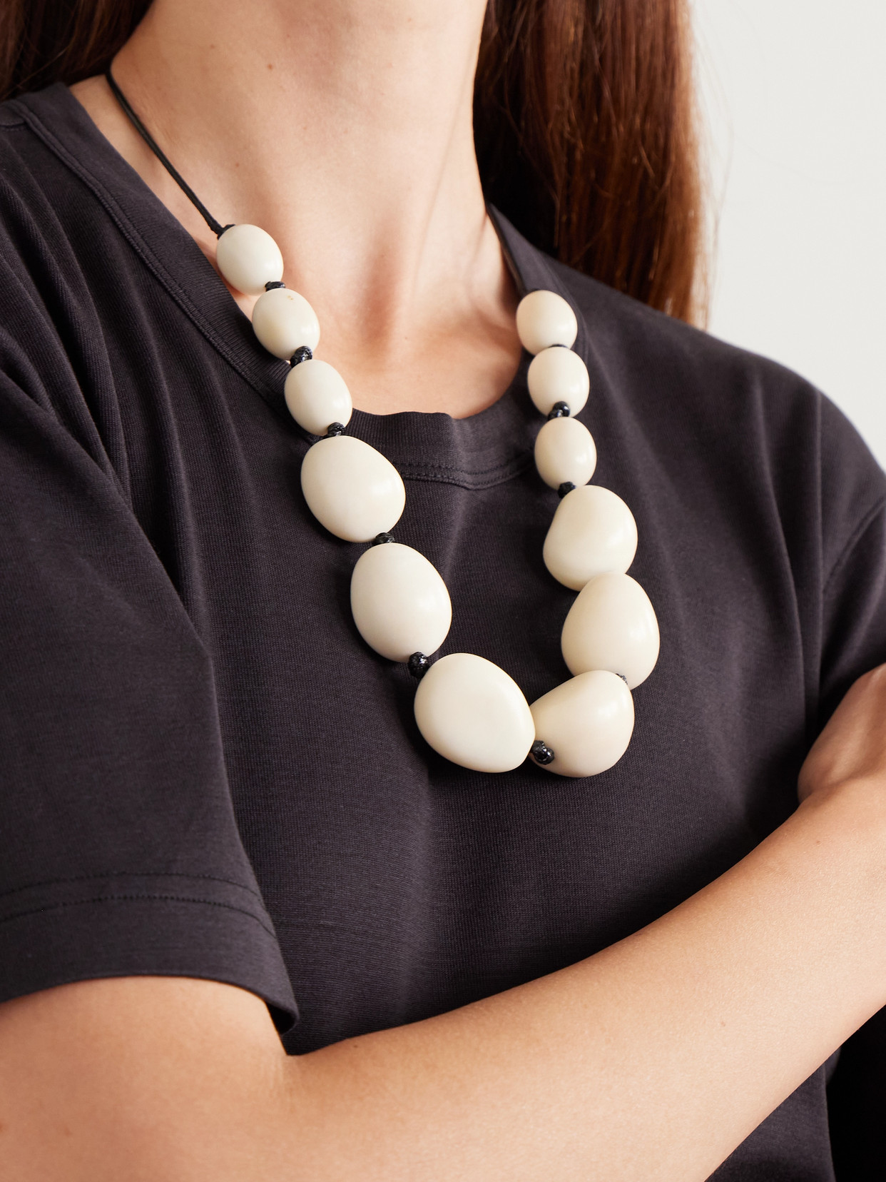 Hunting Season The Statement Tagua And Leather Necklace In White