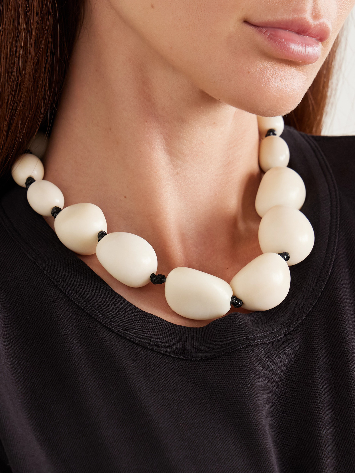 Hunting Season The Statement Tagua And Leather Necklace In White