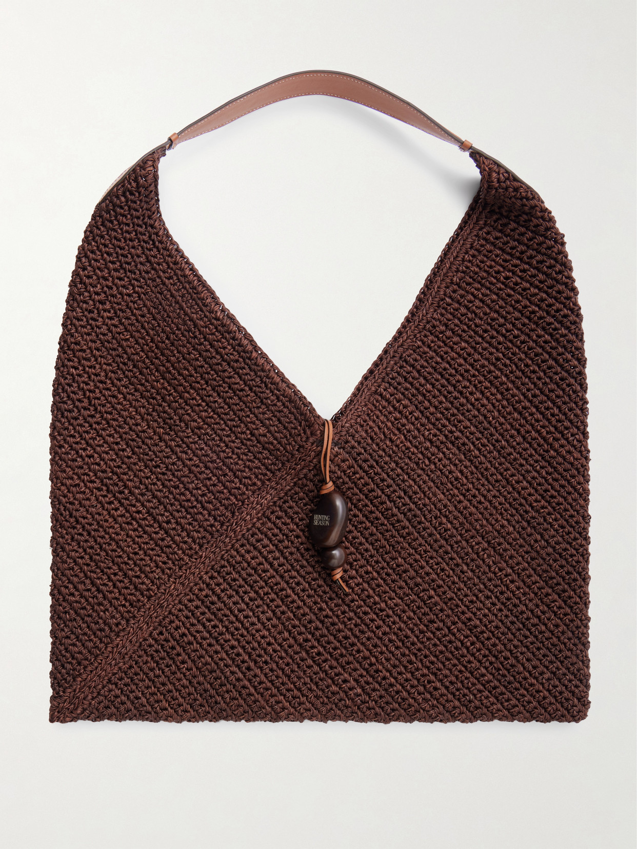 Hunting Season Origami Large Leather-trimmed Fique Tote In Brown