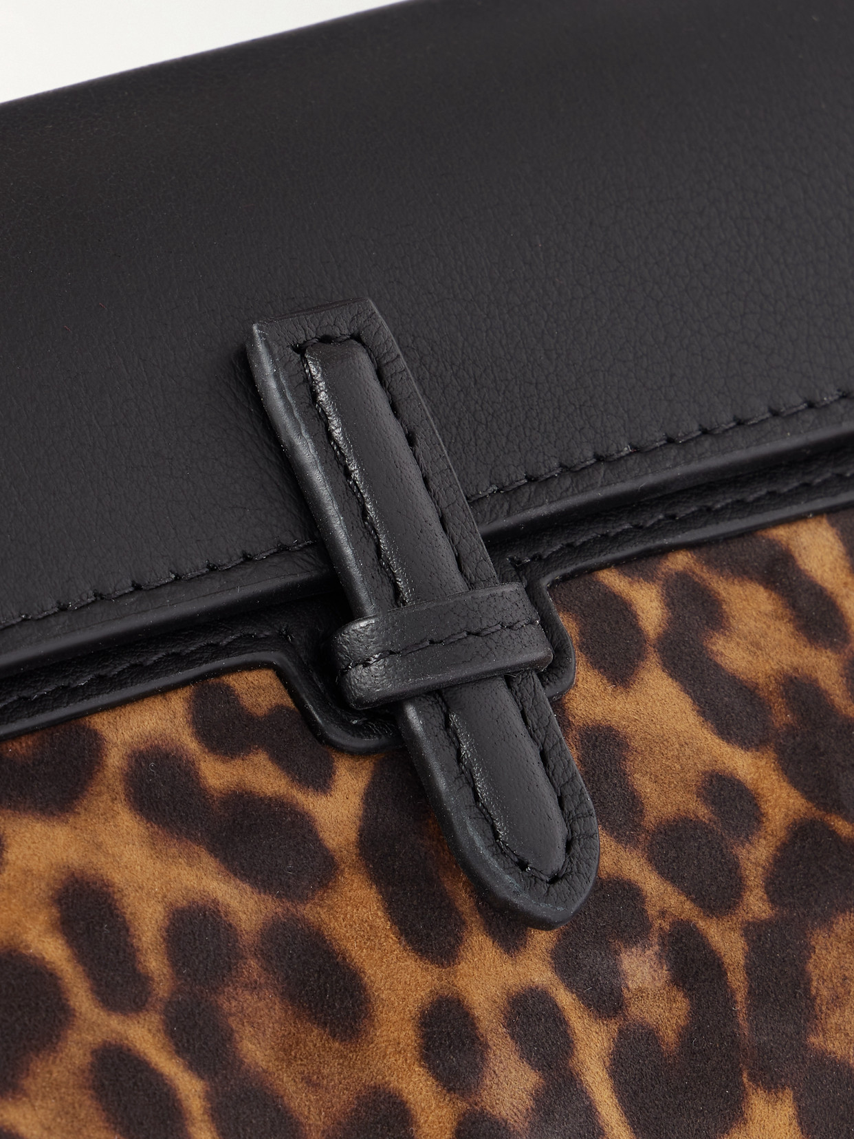 Hunting Season Leopard-print Suede And Leather Clutch In Multi
