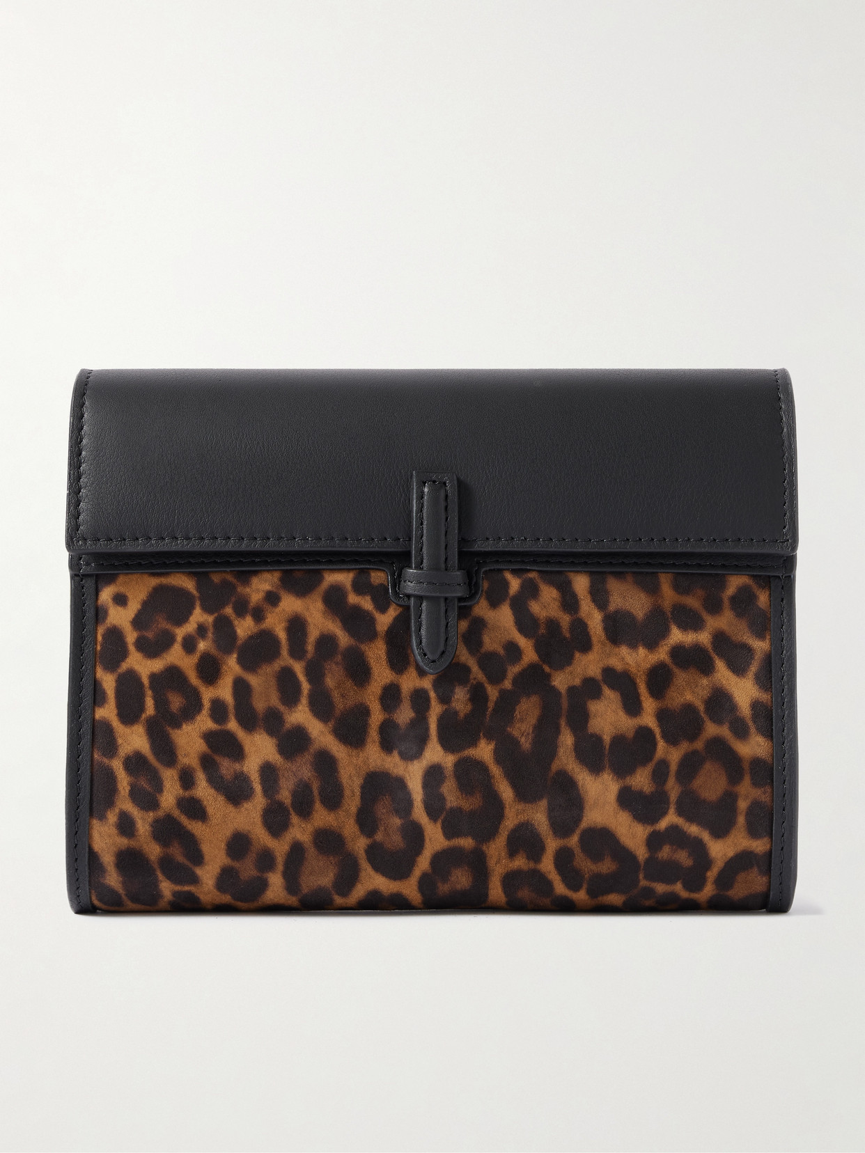 Hunting Season Leopard-print Suede And Leather Clutch In Multi
