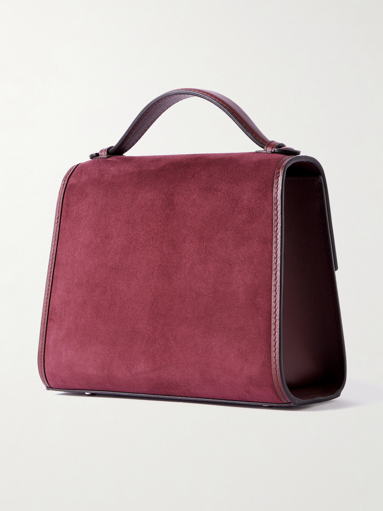 Hunting Season Medium Leather-trimmed Suede Tote In Burgundy
