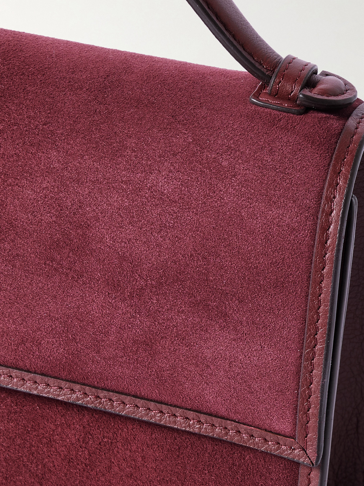 Hunting Season Medium Leather-trimmed Suede Tote In Burgundy