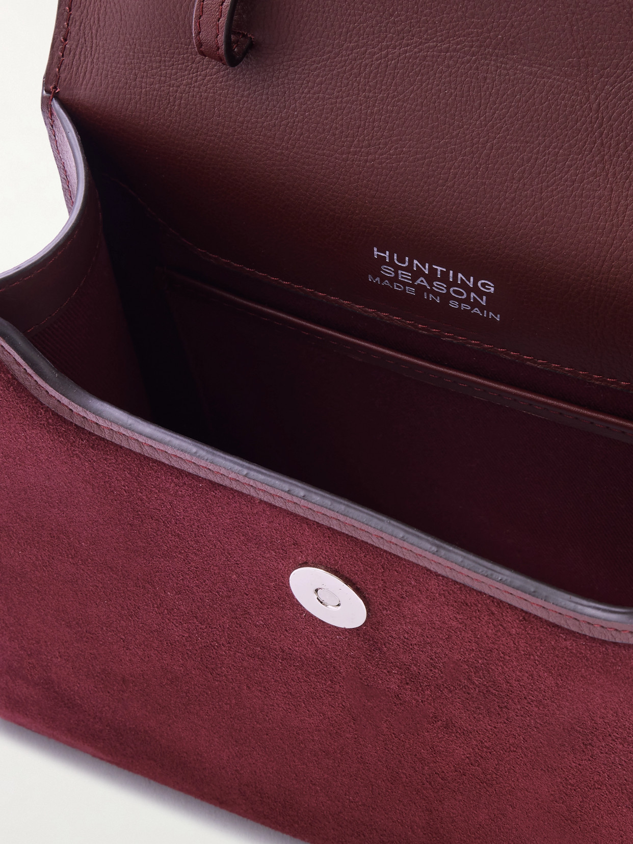 Hunting Season Medium Leather-trimmed Suede Tote In Burgundy