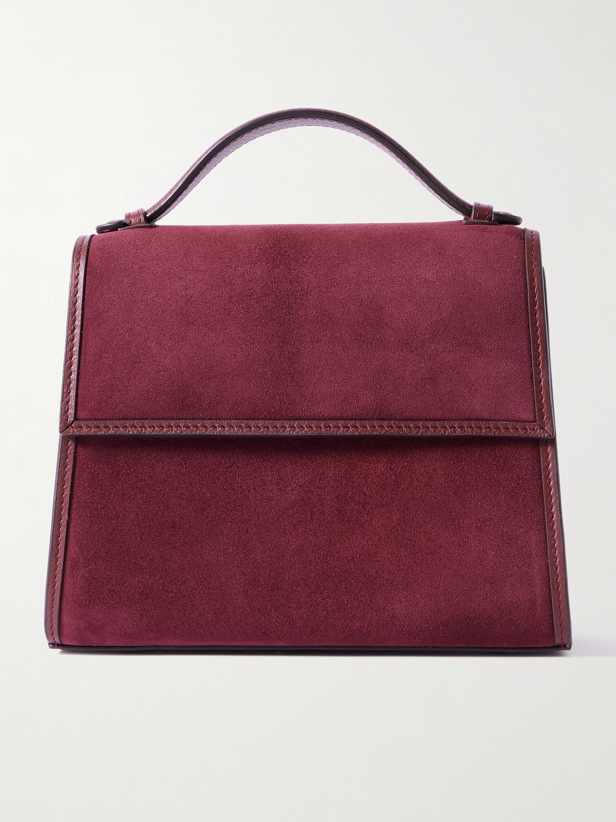 Hunting Season Medium Leather-trimmed Suede Tote In Burgundy