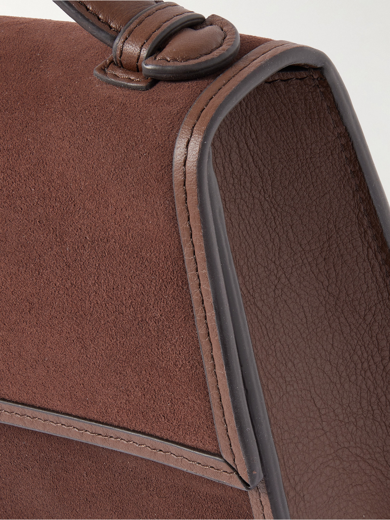 Small Leather-Trimed Suede Tote