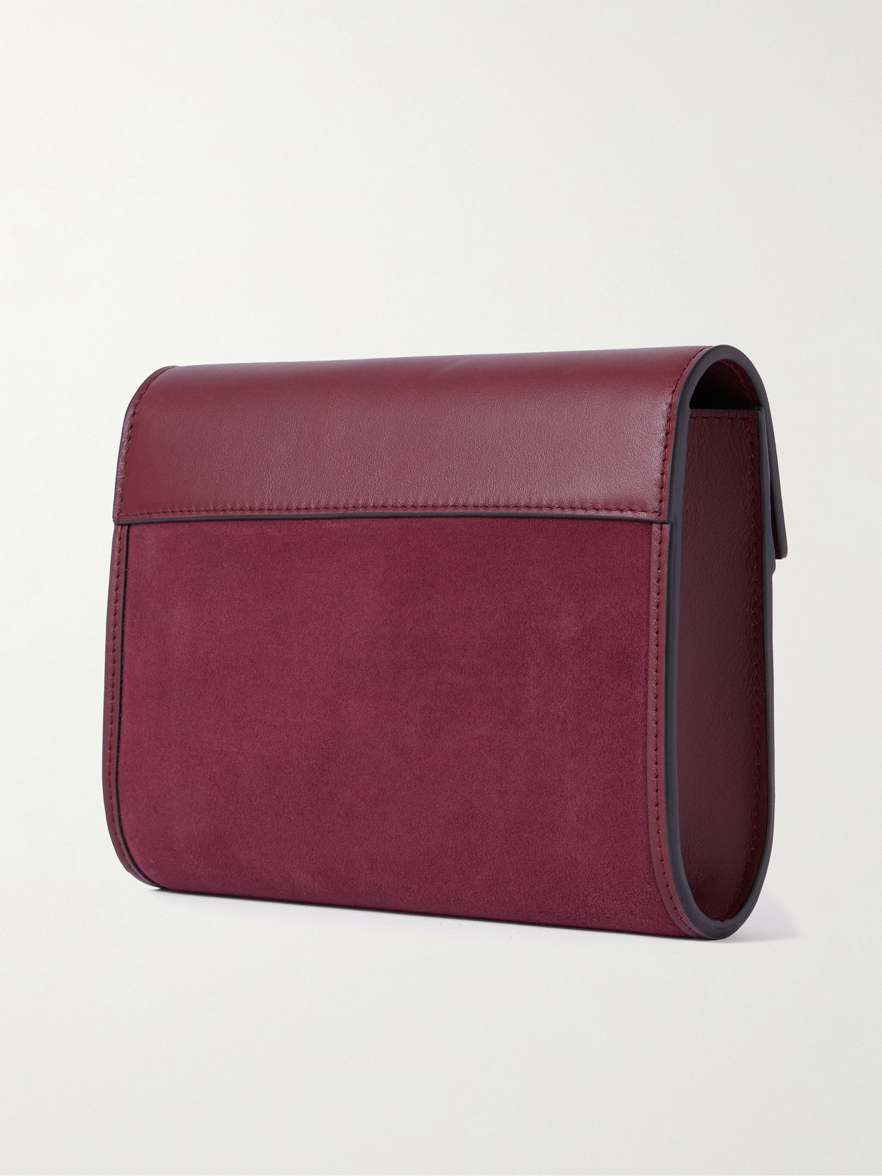 Hunting Season Suede And Leather Clutch In Burgundy