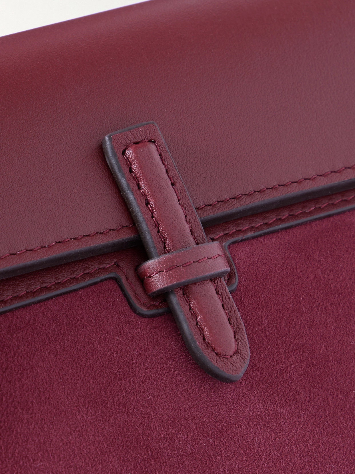 Hunting Season Suede And Leather Clutch In Burgundy