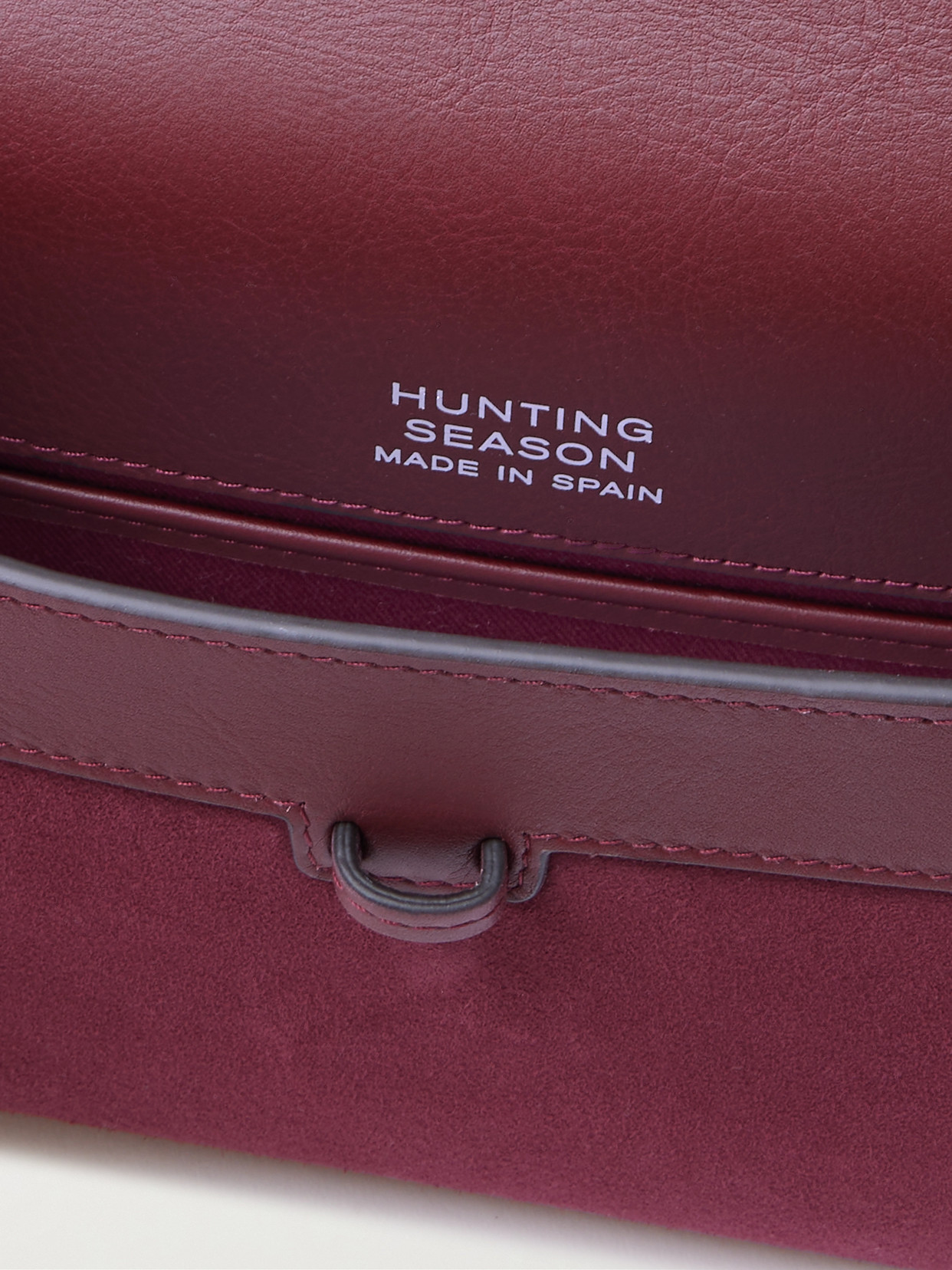 Hunting Season Suede And Leather Clutch In Burgundy