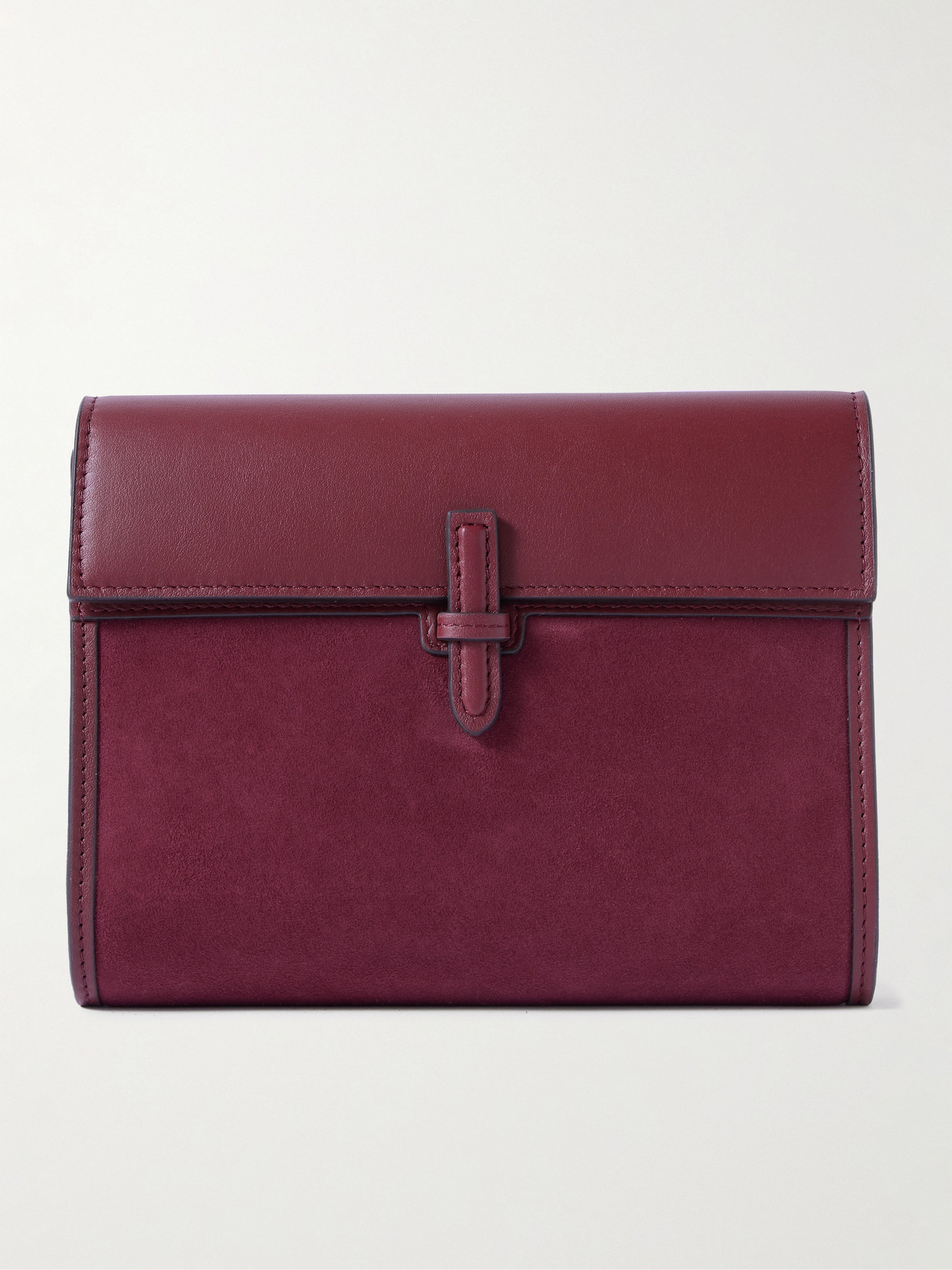 Hunting Season Suede And Leather Clutch In Burgundy