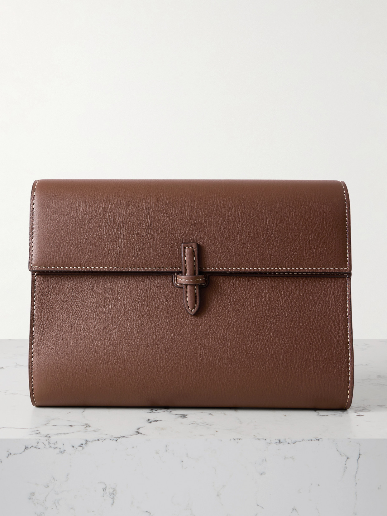 Hunting Season Large Leather Clutch In Brown