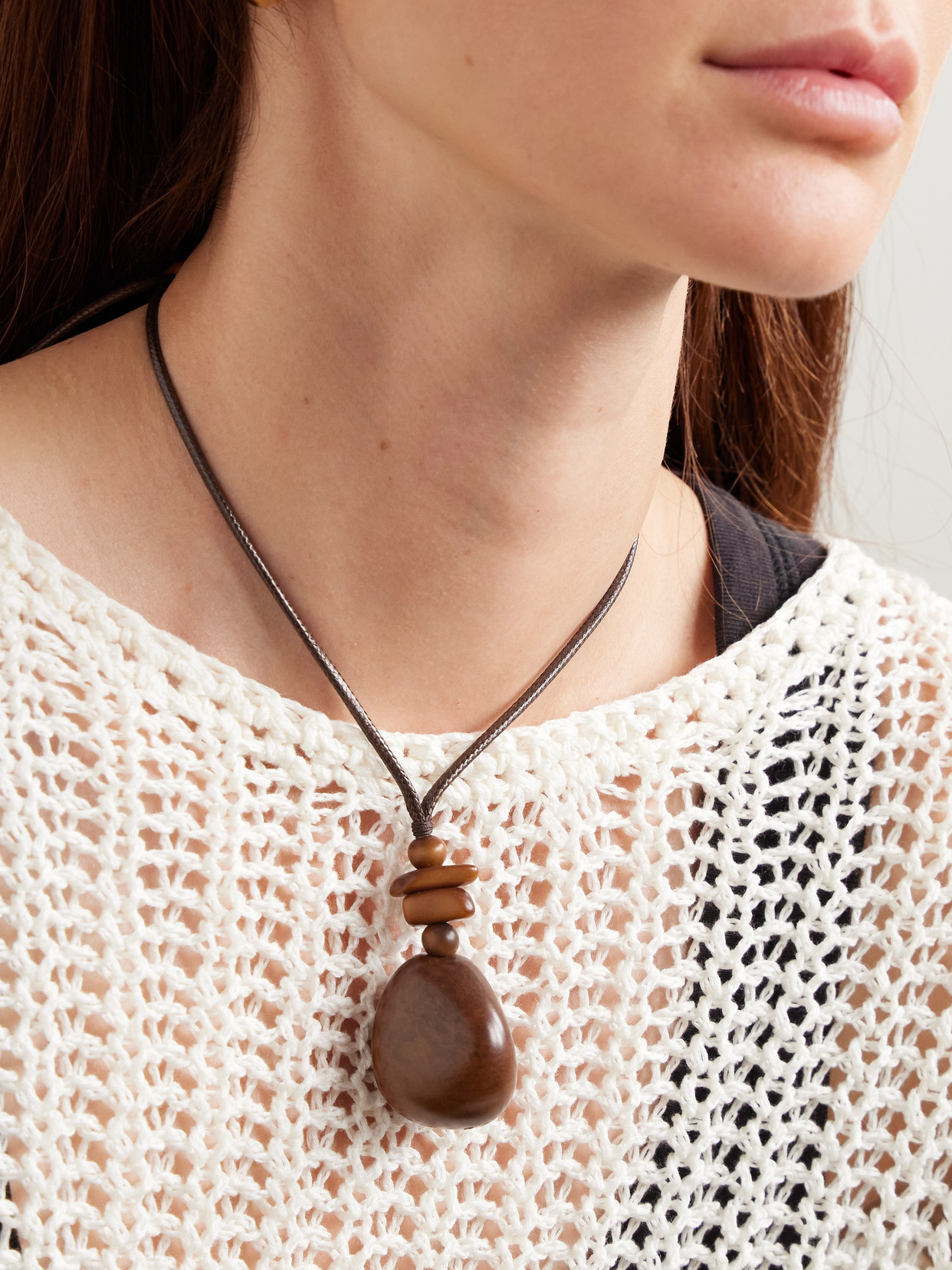 Hunting Season The Pendant Tagua And Leather Necklace In Brown