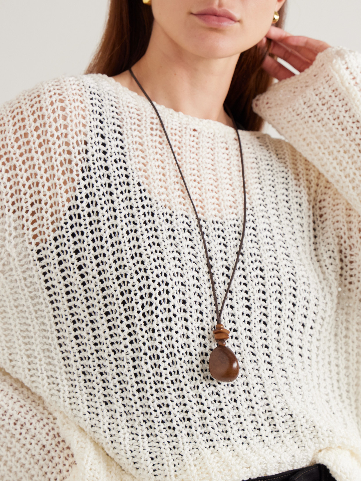 Hunting Season The Pendant Tagua And Leather Necklace In Brown