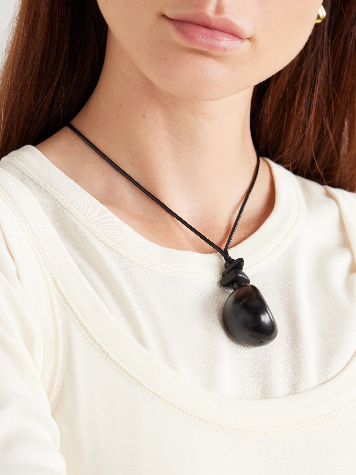Hunting Season The Pendant Tagua And Leather Necklace In Black