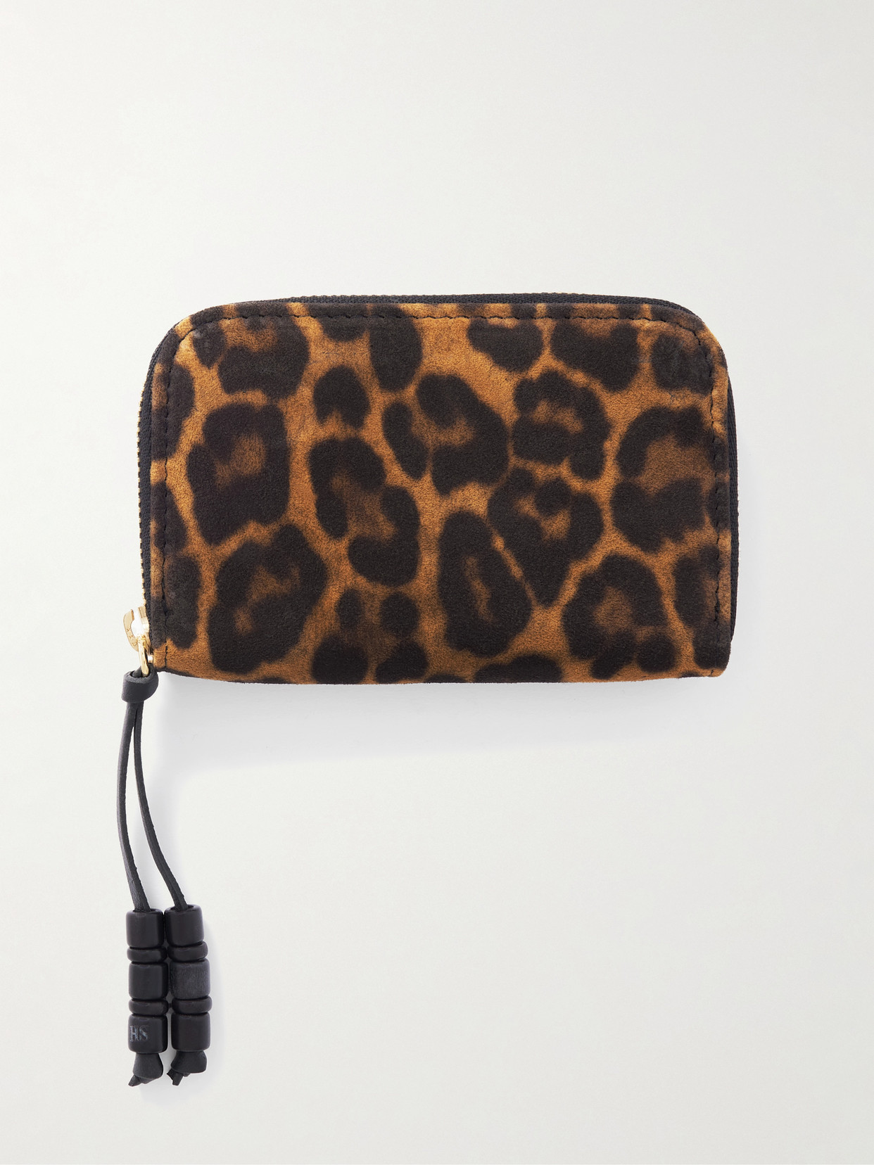 Hunting Season Bead-embellished Leather-trimmed Leopard-print Suede Wallet In Brown