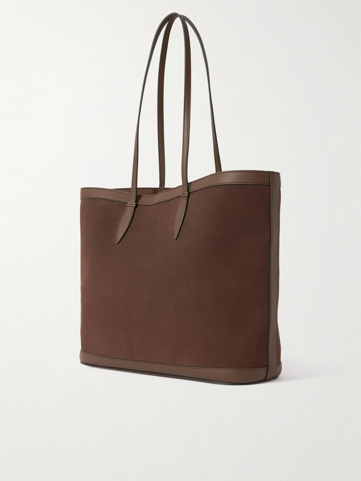 Beaded Leather-Trimmed Suede Tote