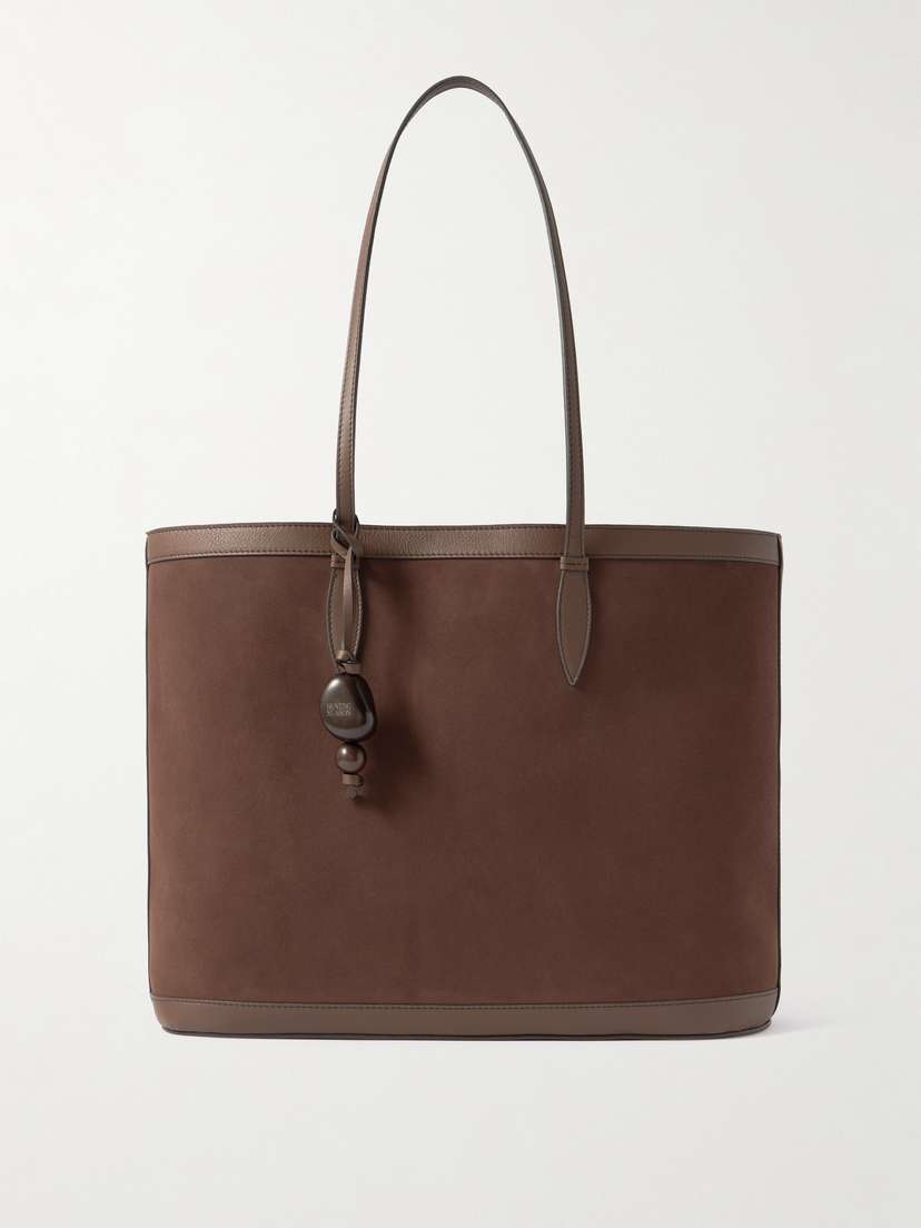 Hunting Season Beaded Leather-trimmed Suede Tote