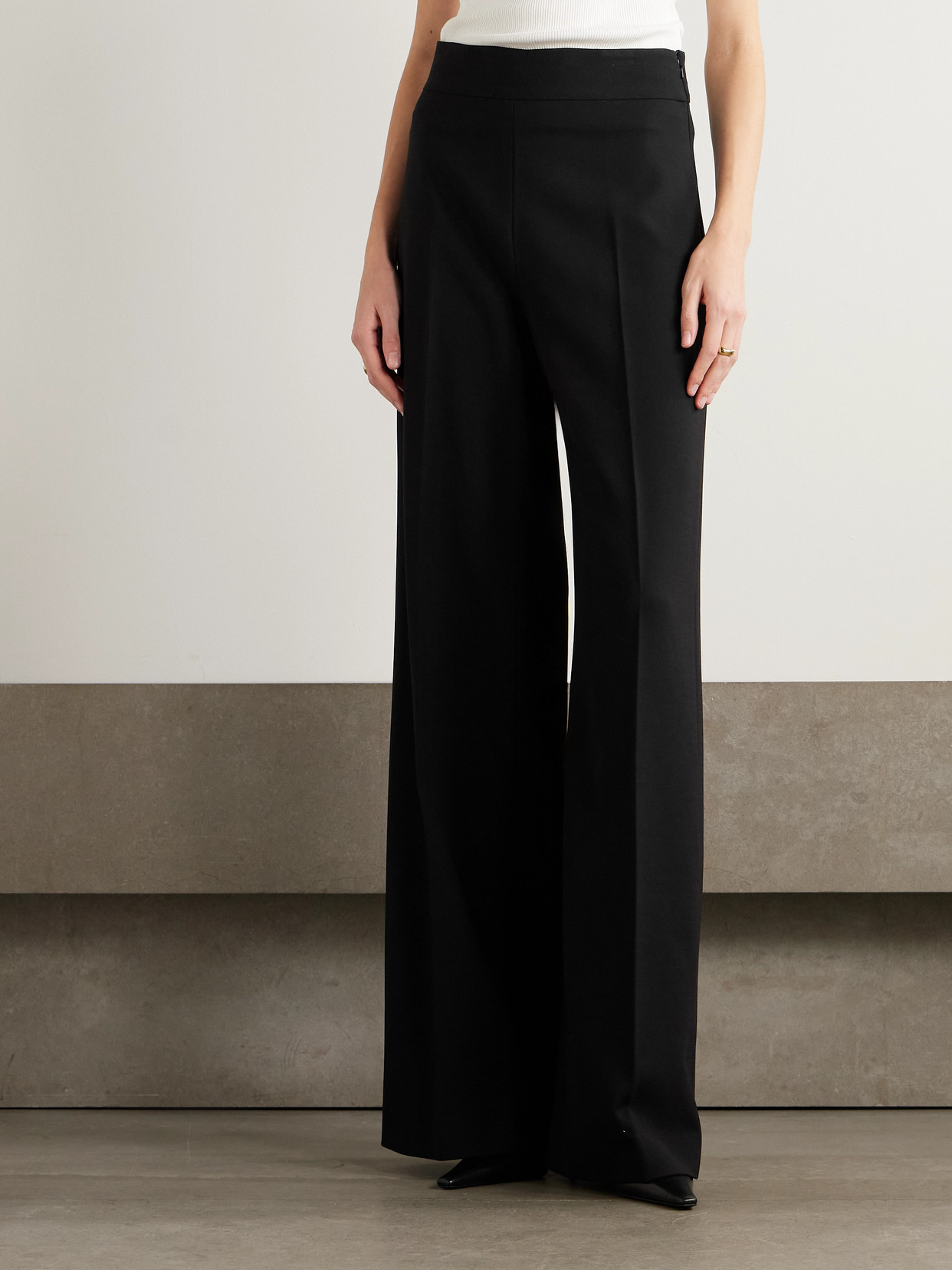 Carolina Herrera Diane Wool-blend Wide-leg Pants In Black
