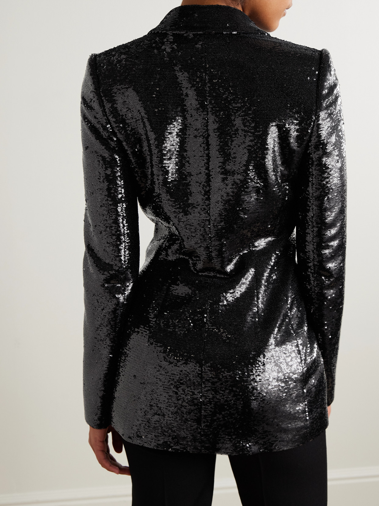 Carolina Herrera Peak Lapel Sequined Blazer In Black