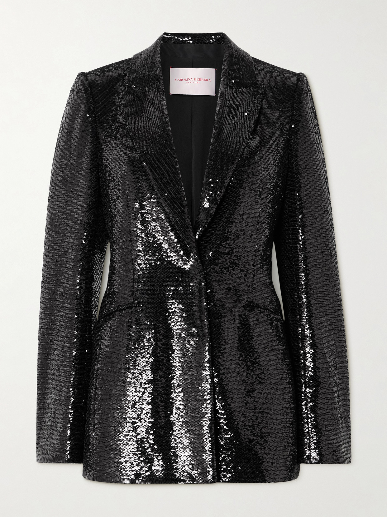 Carolina Herrera Peak Lapel Sequined Blazer In Black