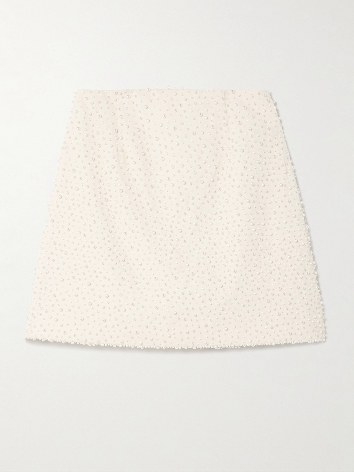 Carolina Herrera Faux Pearl-embellished Wool-blend Crepe Mini Skirt In Neutral