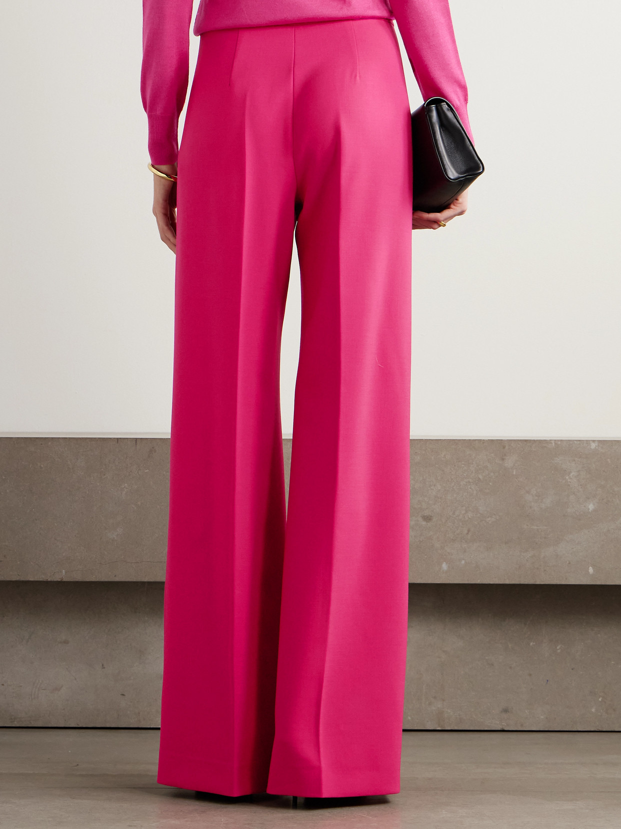 Carolina Herrera Diane Wool-blend Wide-leg Pants In Pink