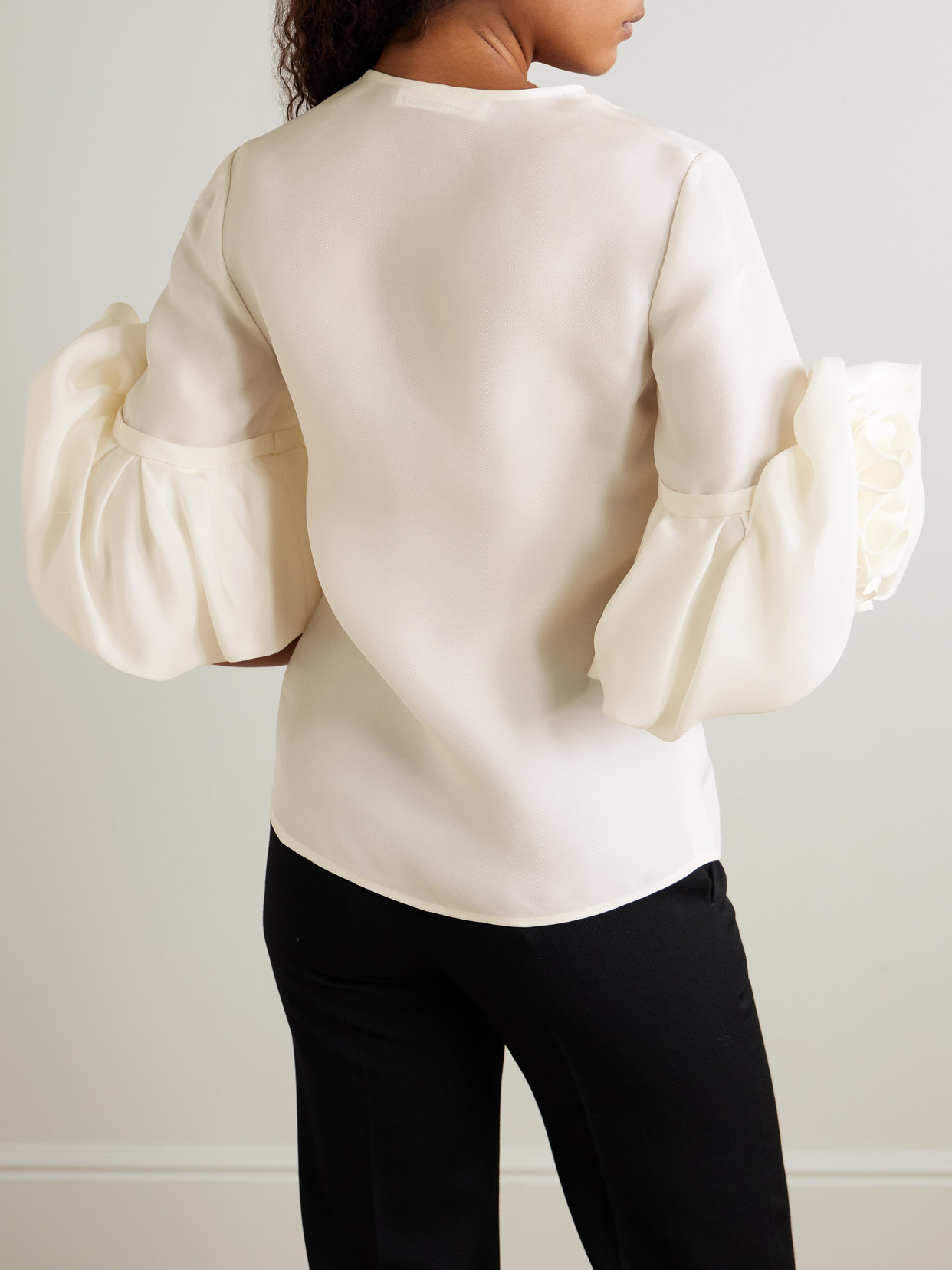 Carolina Herrera Gathered Silk Blouse In Neutral
