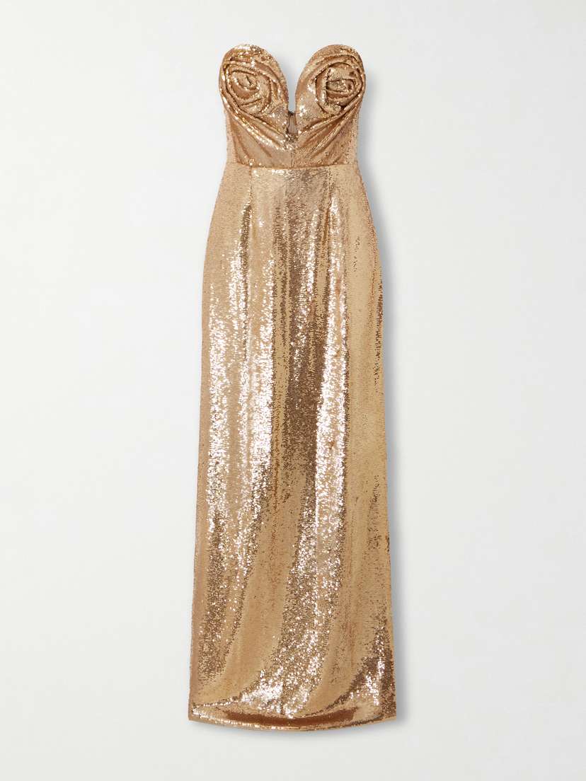 Carolina Herrera Strapless Sequined Mesh Gown