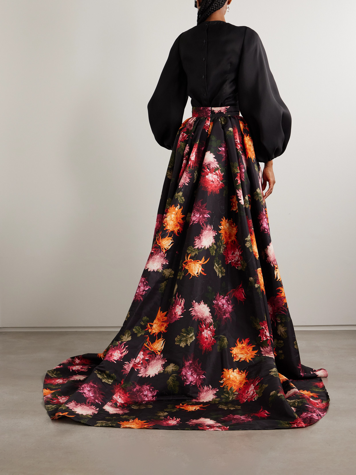Carolina Herrera Pleated Floral-print Faille Maxi Skirt In Multi