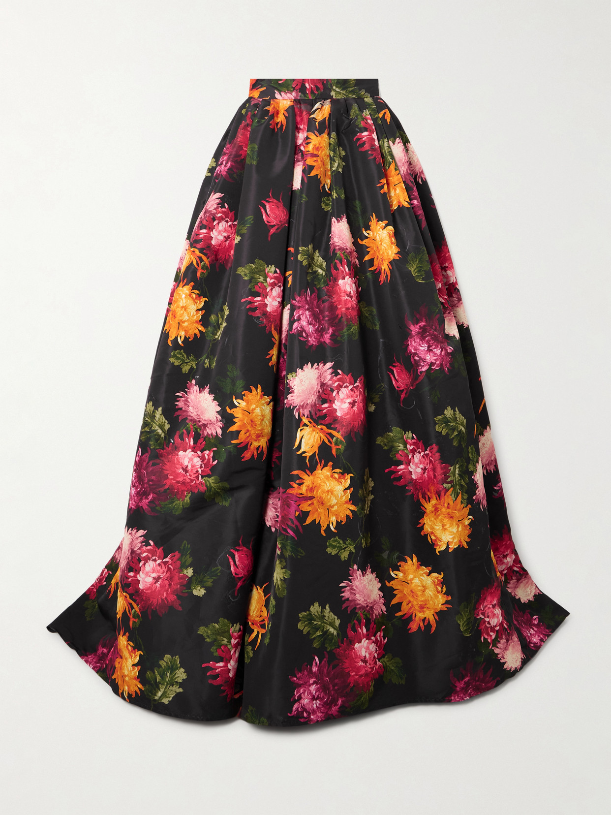 Carolina Herrera Pleated Floral-print Faille Maxi Skirt In Multi
