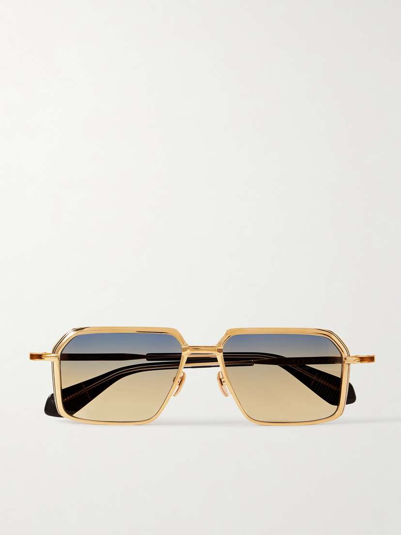 Jacques Marie Mage Vasco Gold-tone Rectangle-frame Sunglasses