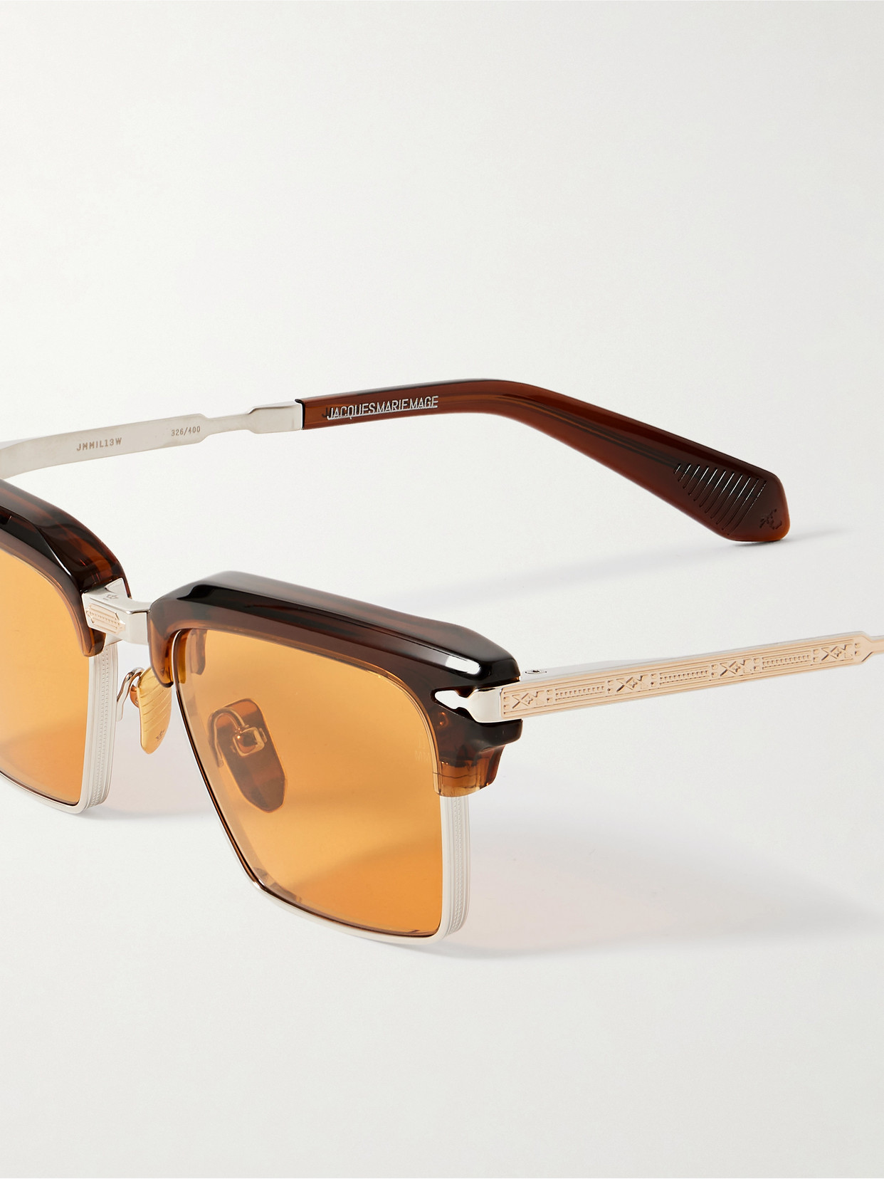 Jacques Marie Mage Alin Acetate And Silver And Gold-tone Square-frame Sunglasses In Brown