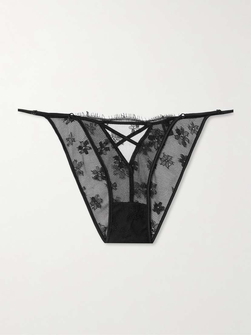 Kiki de Montparnasse Satin-trimmed Lace Briefs