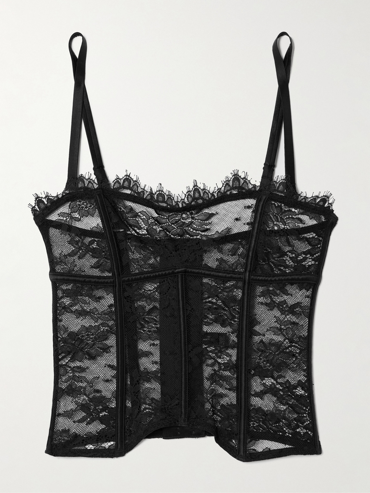 Kiki De Montparnasse Jolie Satin-trimmed Lace Underwired Bustier Top