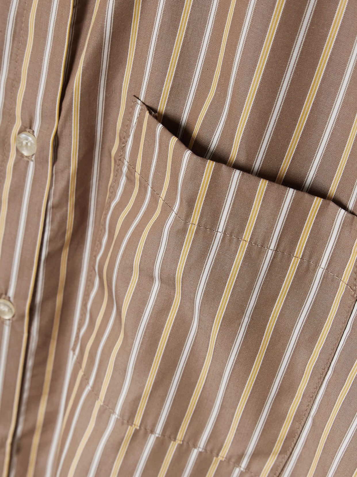 Leset Yoshi Striped Cotton And Lyocell-blend Poplin Shirt In Brown