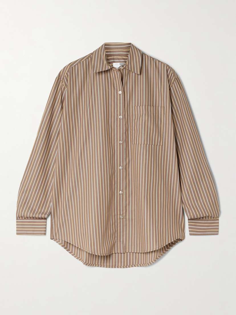 LESET Yoshi Striped Cotton And Lyocell-blend Poplin Shirt